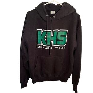 KHS Latin Club Unisex Size Medium Hoodie Jerzees Nublend Black Green Earth Stars
